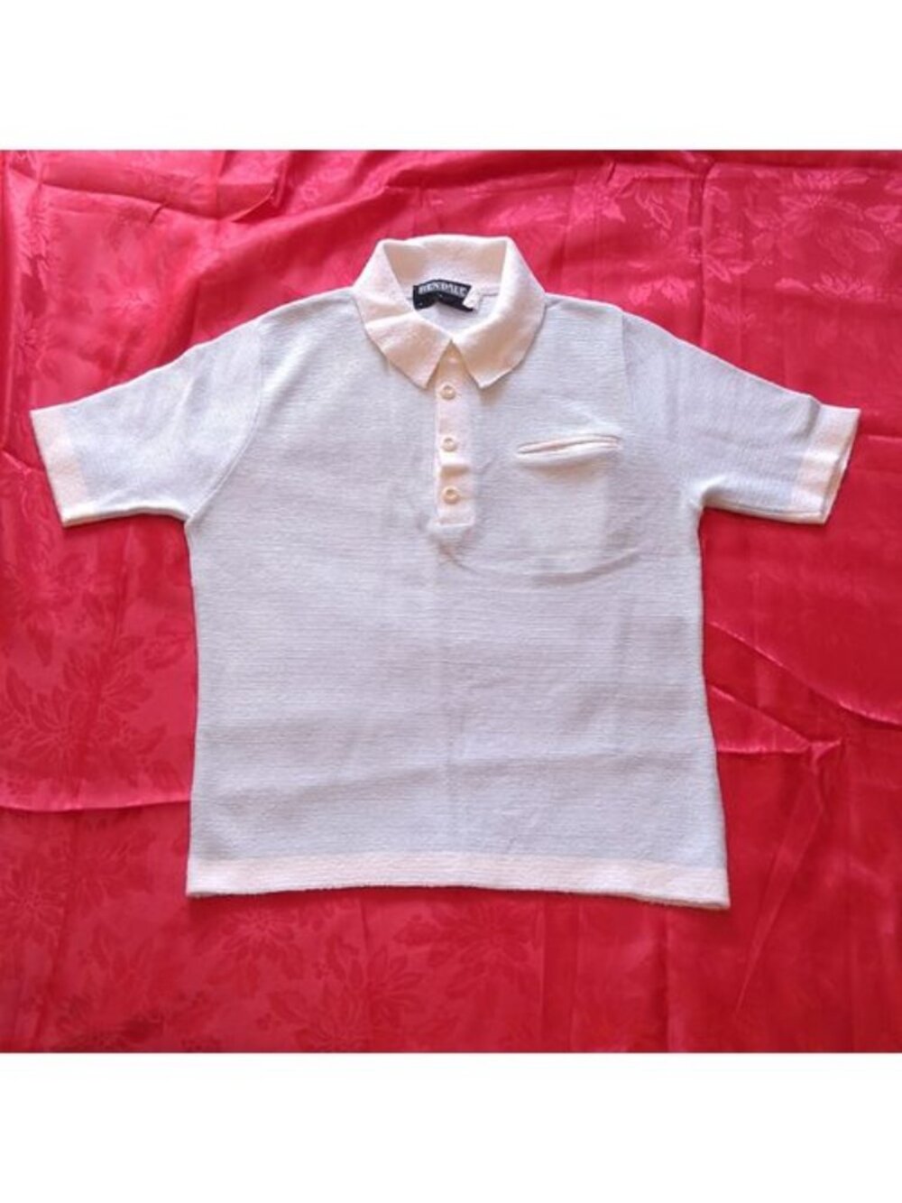 VTG 1970s Rendale Orlon Blue White Short Sleeve Collared Polo Shirt Adult Large